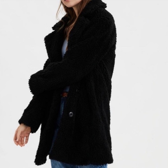NWOT American Eagle Black Teddy Jacket - Picture 1 of 8